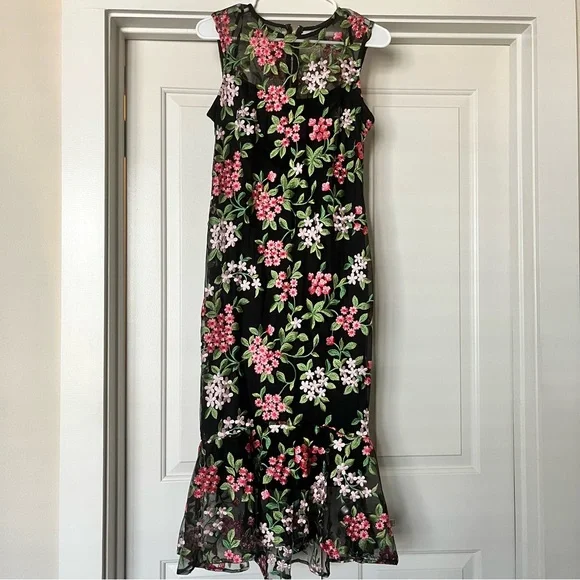 Calvin Klein Pink, Black Floral Dress - Picture 1 of 2